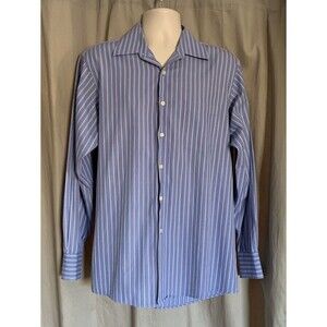 MICHAEL KORS Blue Striped Long Sleeve Dress Shirt Men’s Size 16.5 34/35 Large